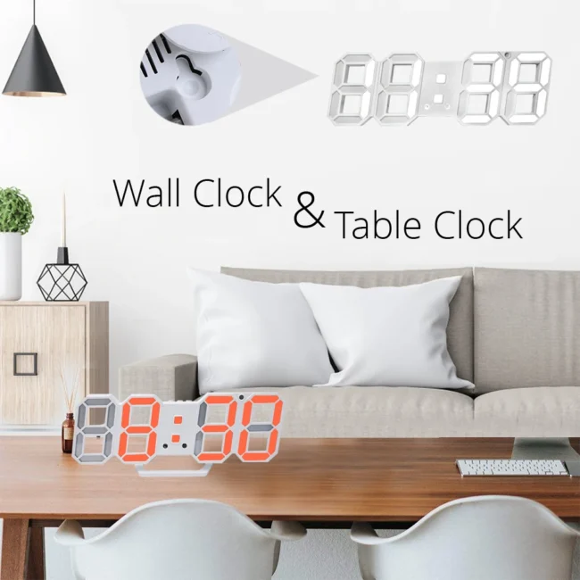 3D LED Wall Clock Modern Design Digital Alarm Nightlight Saat reloj de pared Watch Home Living Room Decoration - Image 4