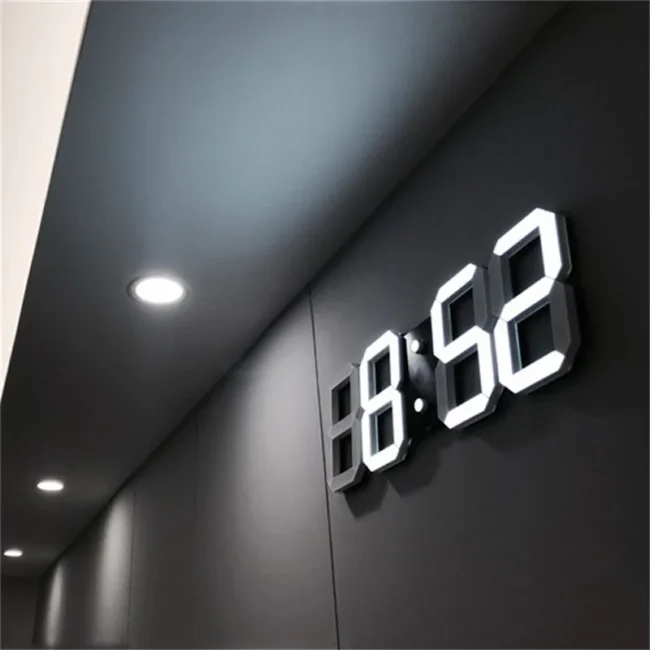 3D LED Wall Clock Modern Design Digital Alarm Nightlight Saat reloj de pared Watch Home Living Room Decoration - Image 3