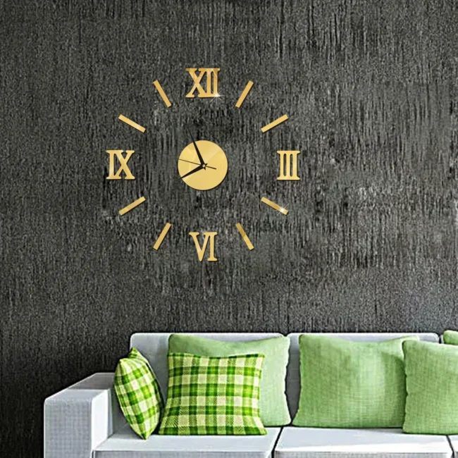 3D Mirror Effect DIY Wall Clock Modern Design Home Decor Art Living Room Watch - Image 4