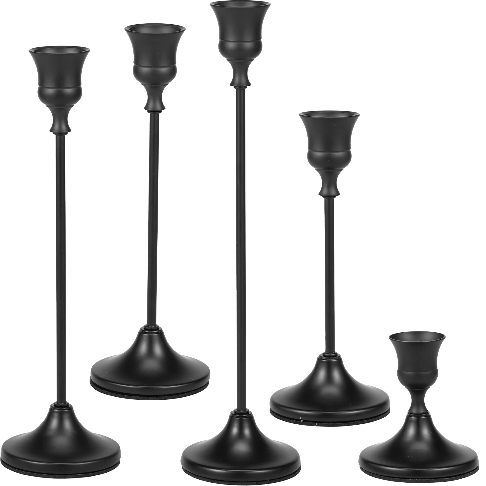 5-15Pcs Black Metal Candlesticks Holder Taper Candle Holders Detachable Candle Sticks for Wedding Room Christmas Party Decor