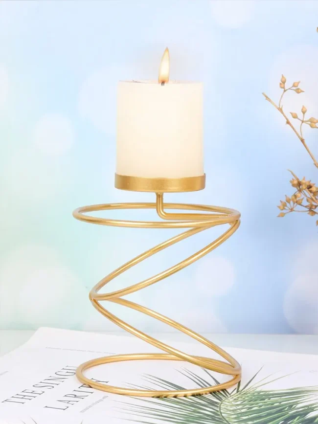 Ins Luxury Style Metal Candle Holders Simple Golden Wedding Decoration Bar Party Living Room Decor Home Decor Candlestick - Image 3