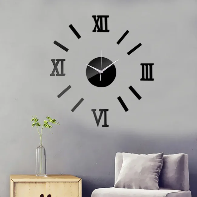 3D Mirror Effect DIY Wall Clock Modern Design Home Decor Art Living Room Watch - Image 2