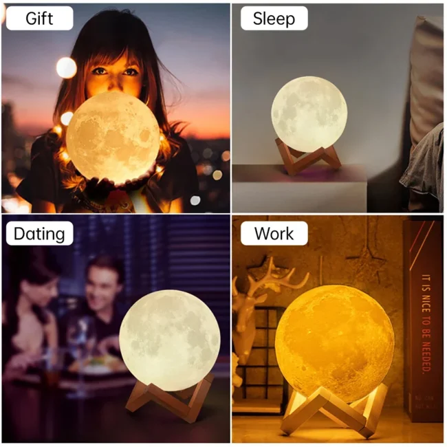 LED Night Light 3D Print Moon Lamp 8CM/12CM Battery Powered With Stand Starry Lamp 7 Color Bedroom Decor Night Lights Kids Gift - Image 5