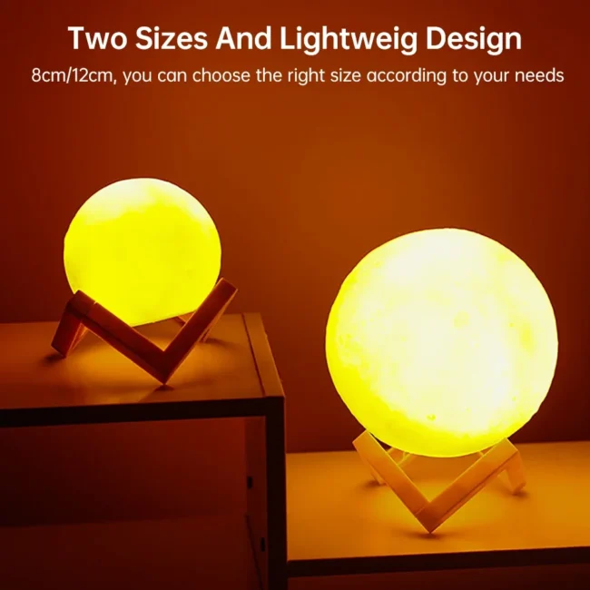 LED Night Light 3D Print Moon Lamp 8CM/12CM Battery Powered With Stand Starry Lamp 7 Color Bedroom Decor Night Lights Kids Gift - Image 3