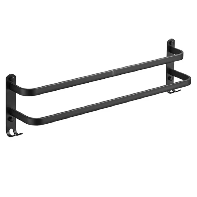 1pc Black Space Aluminum Towel , Towel Rack For Bathroom, Wall Mounted Towel Holder, Bathroom Towel Hanger, Bathroom Accessories - Image 5