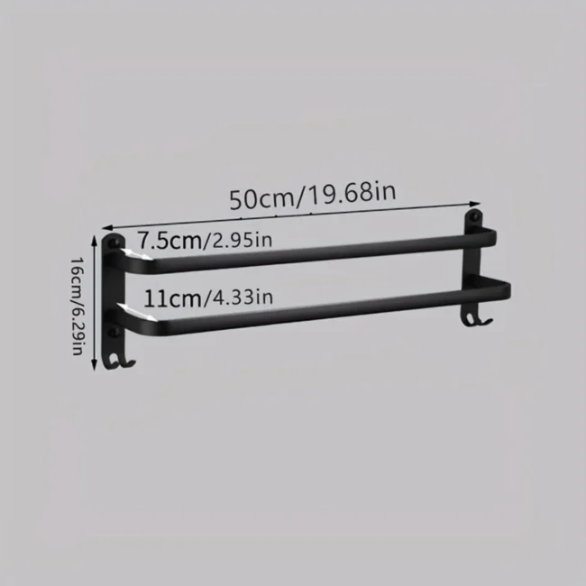 1pc Black Space Aluminum Towel , Towel Rack For Bathroom, Wall Mounted Towel Holder, Bathroom Towel Hanger, Bathroom Accessories - Image 3